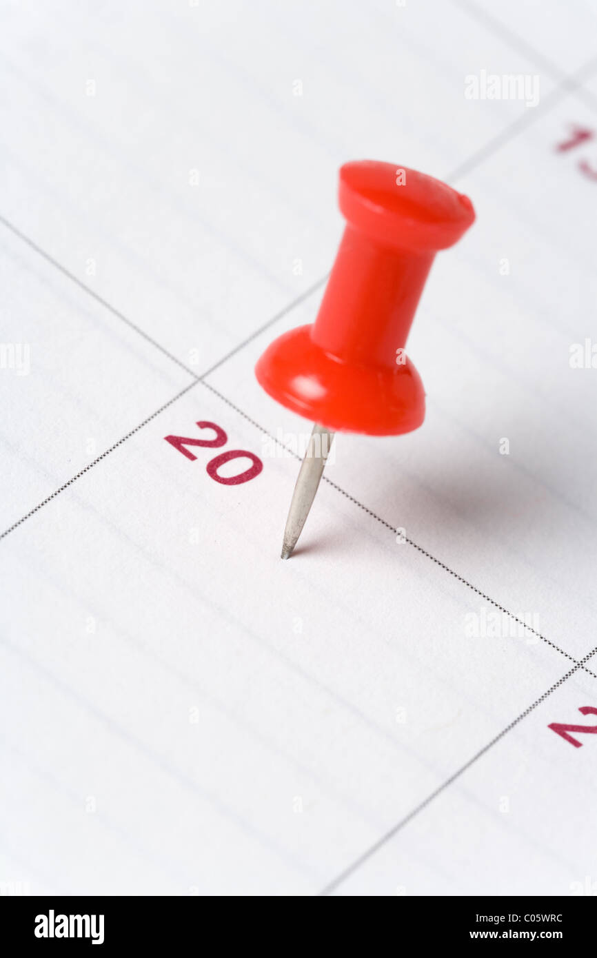 Calendar and Thumbtack close up shot for background Stock Photo