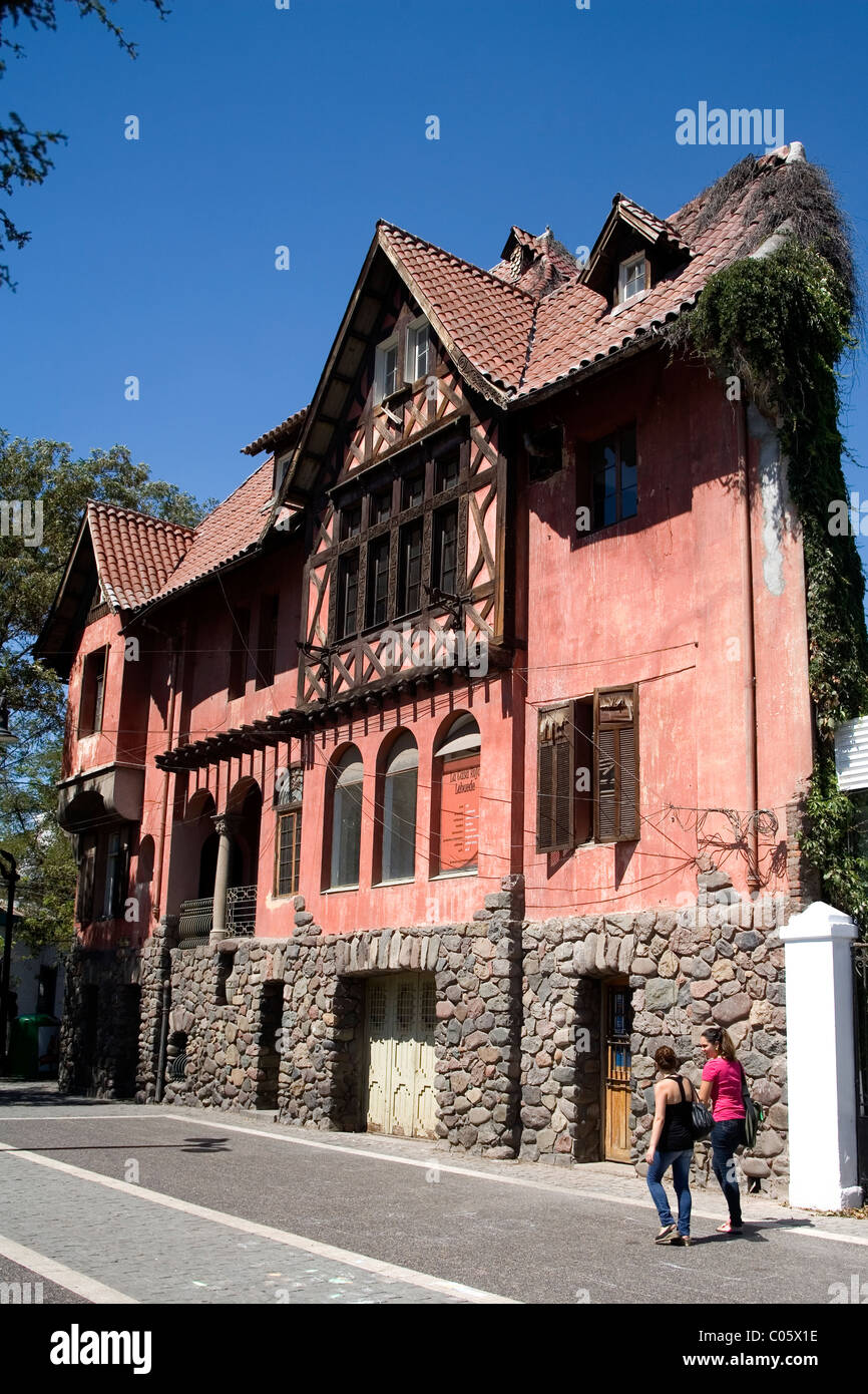 Old red house building Santiago de Chile Stock Photo