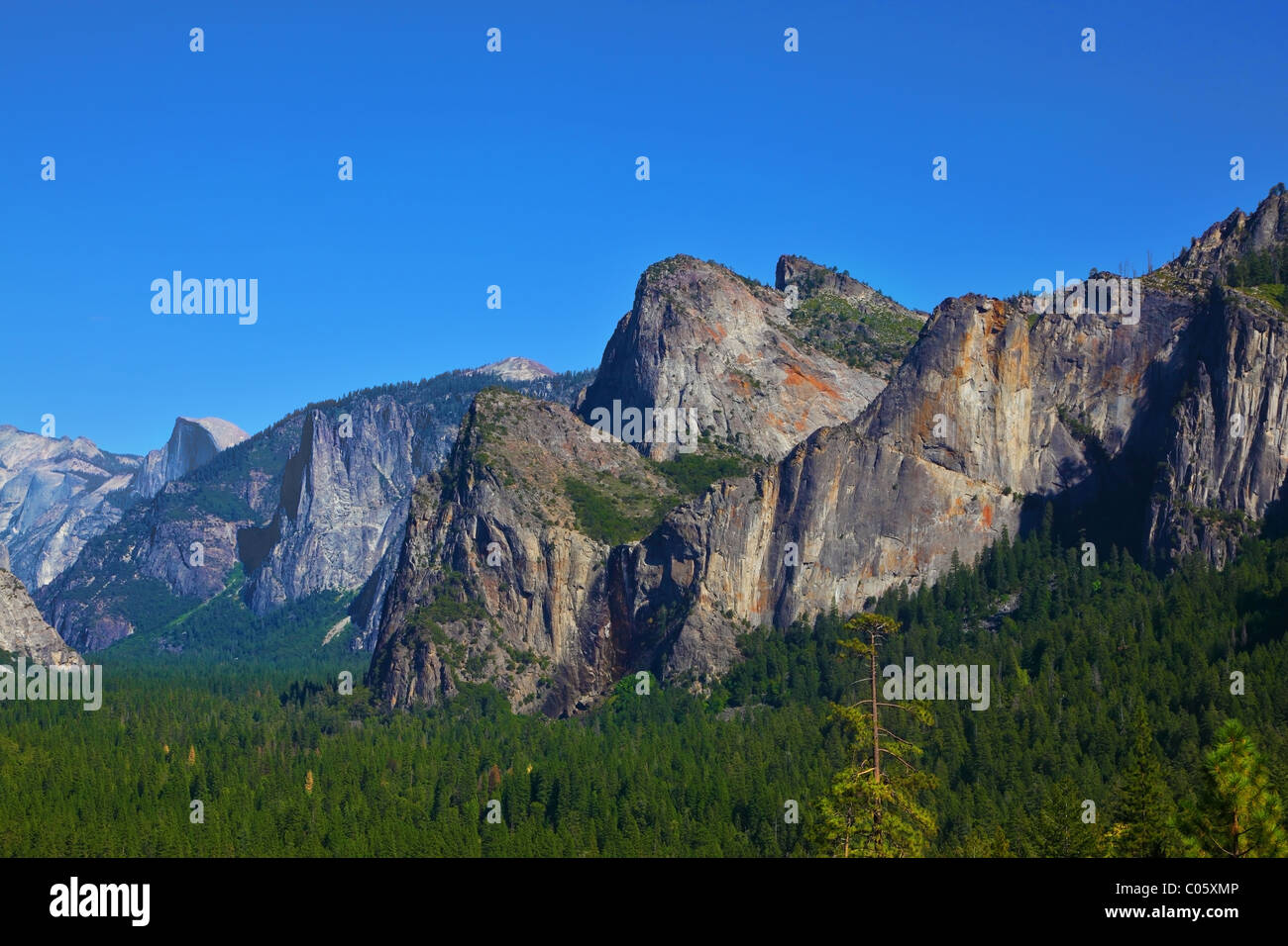 The picturesque mountain circuit shined by the morning sun Stock Photo