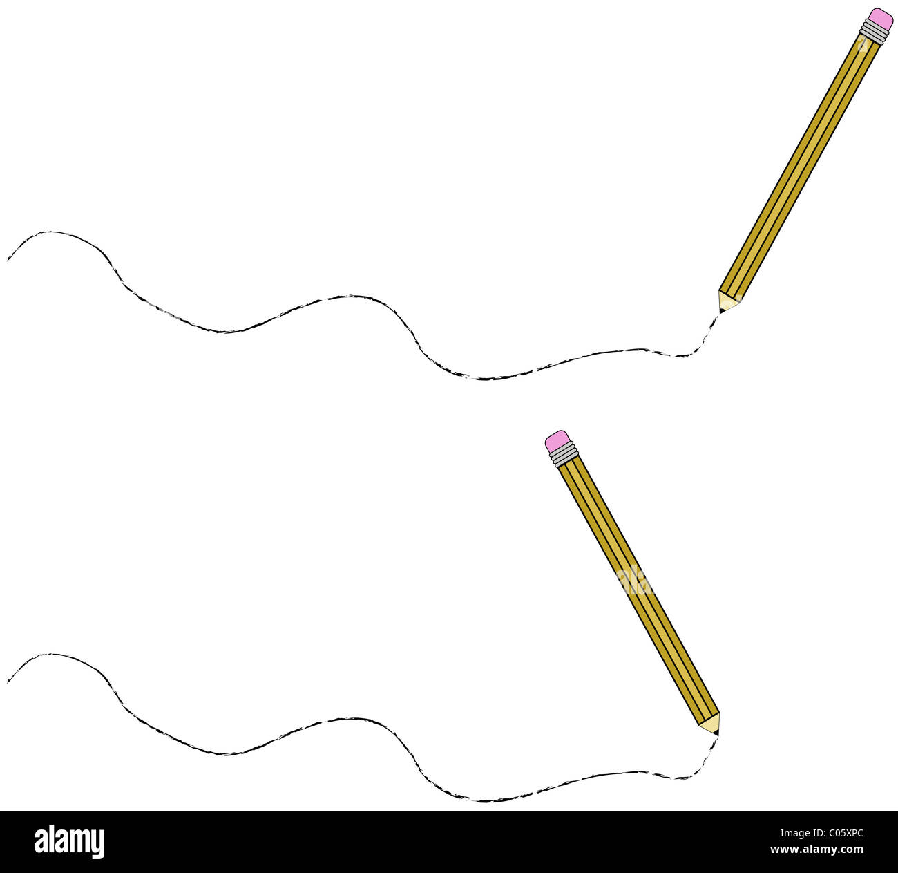 Scribbling Thread Set of Scribbling Pencils Stock Photo - Alamy