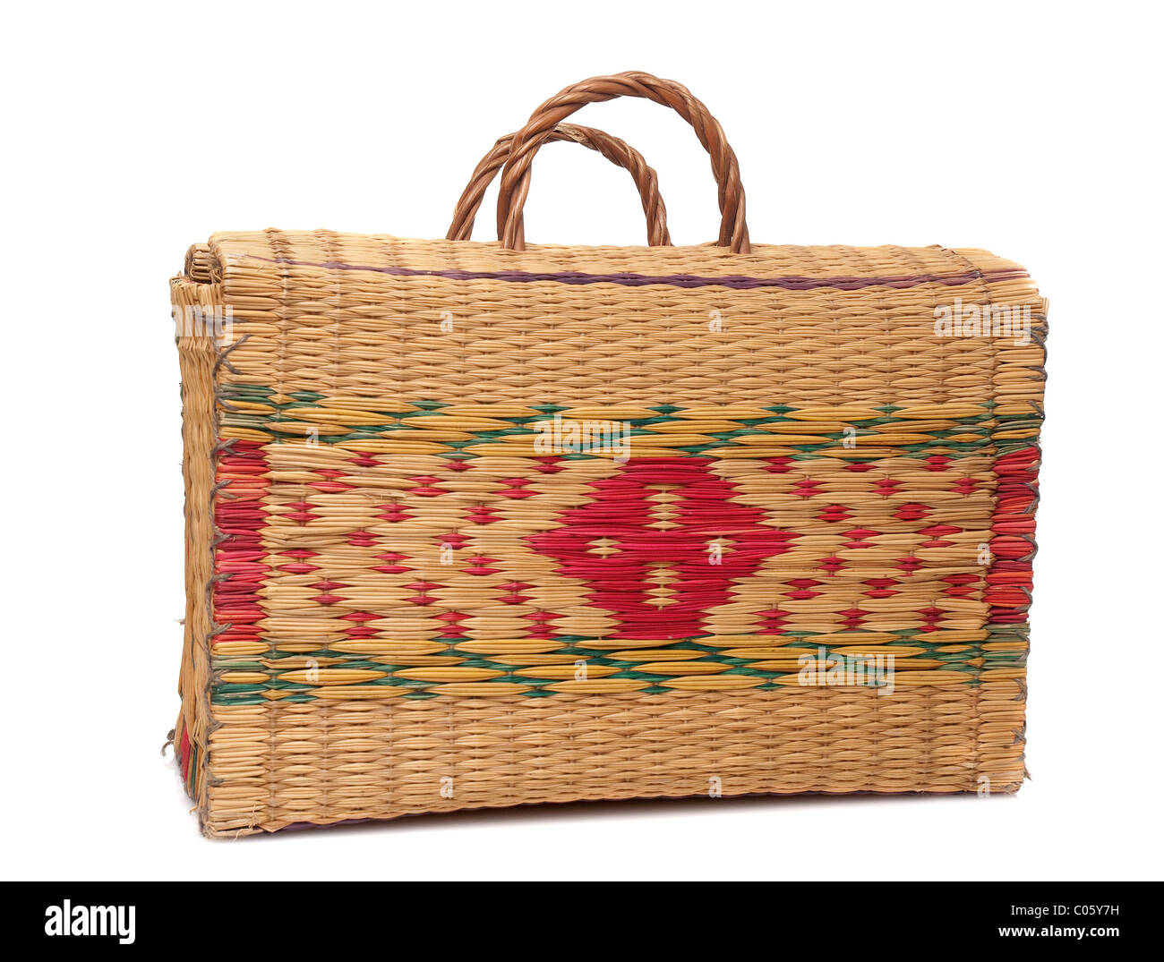 Wicker basket isolated on white background Stock Photo - Alamy