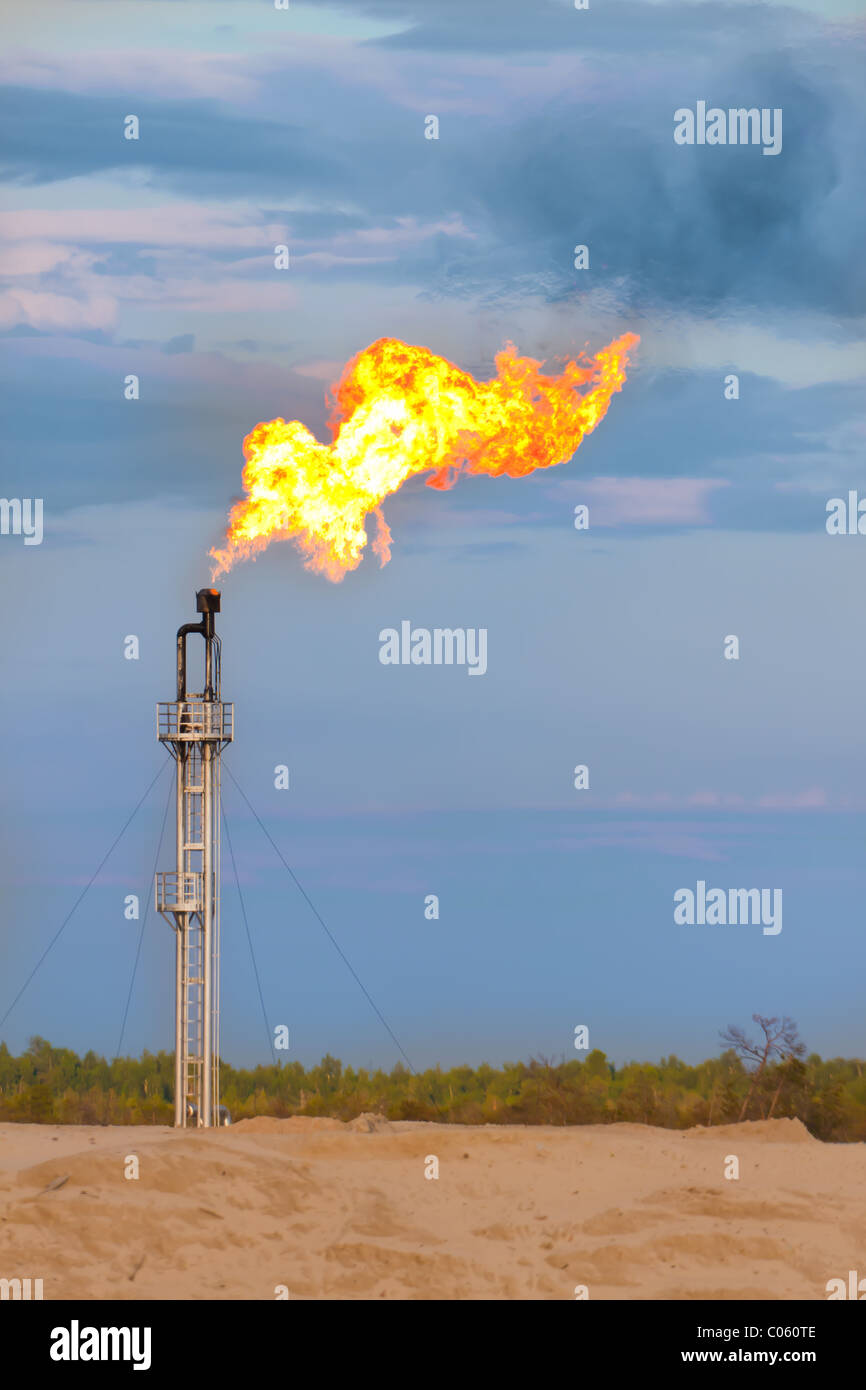 Oil gas flare Stock Photo