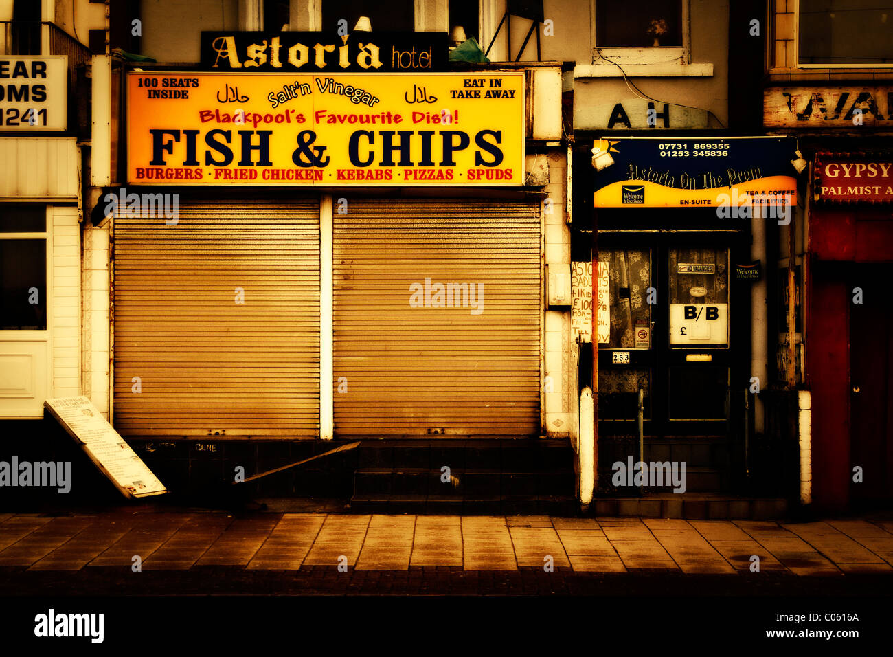Fish & Chips shop front in Blackpool Stock Photo Alamy