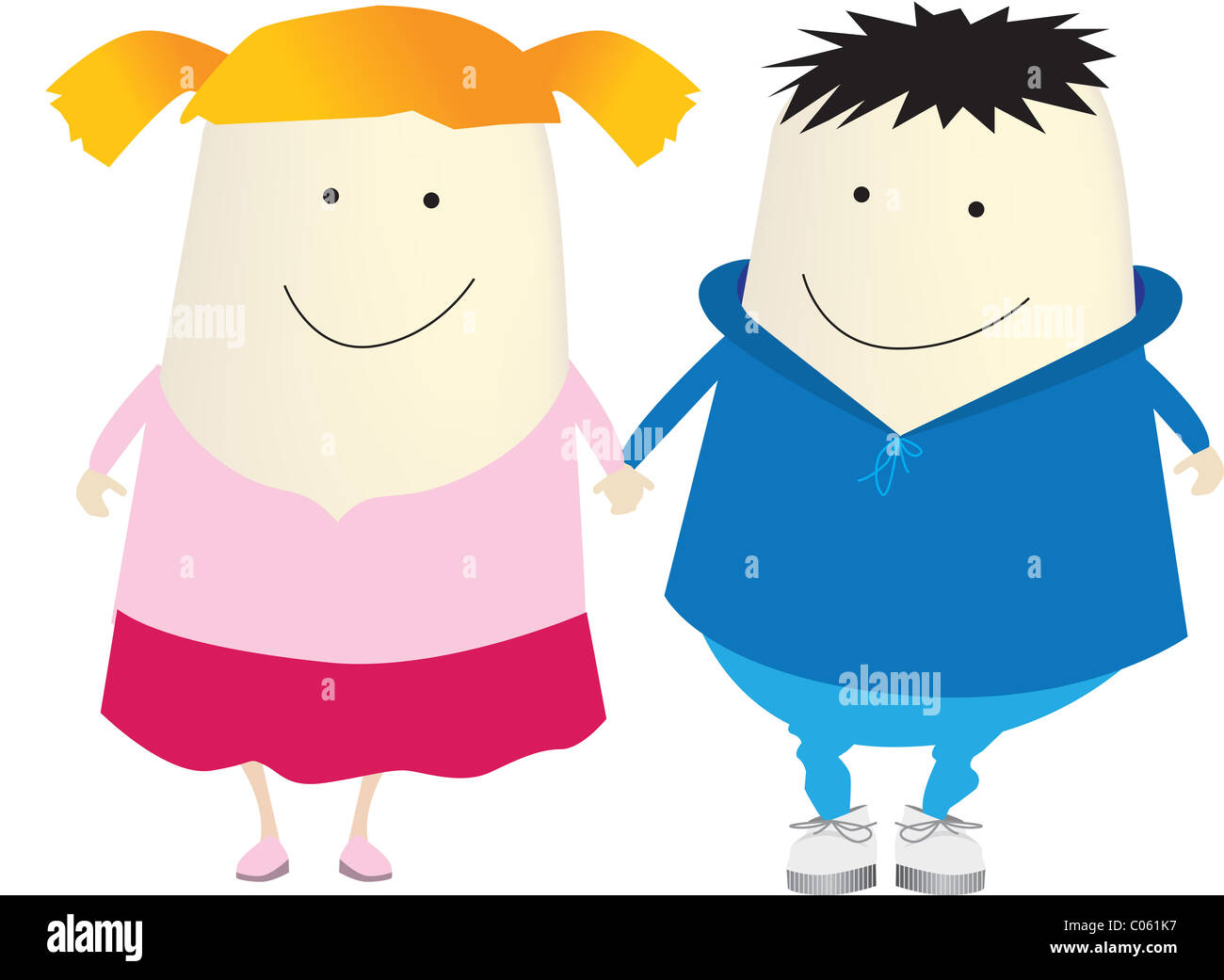 Vector Cartoon Couple Holding Hands High Resolution Stock Photography