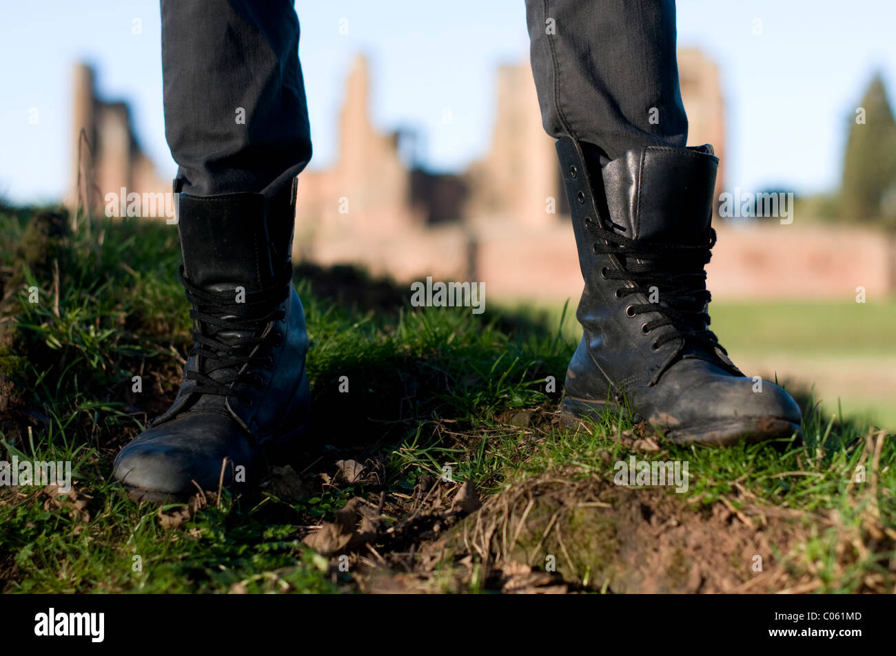 Army-style boots. Stock Photo