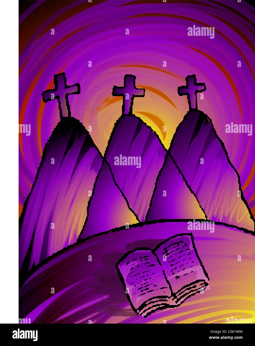 Digital painting of church in a colour background. The artist is feeling the sense of worship and holiness. Stock Photo