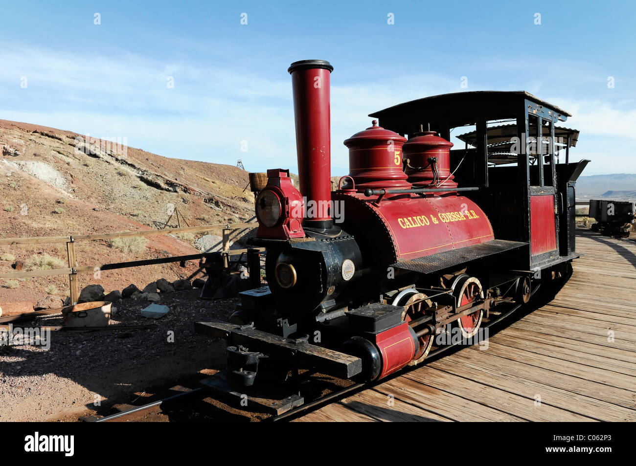 Locomotive, ghost town Calico, Yermo, California, USA, North America Stock Photo