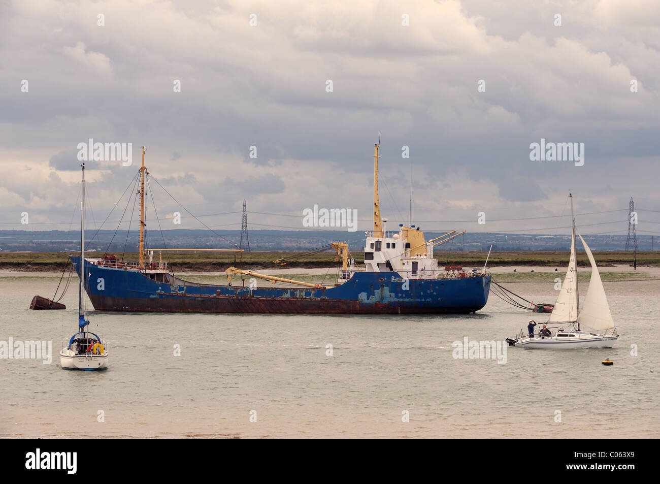 Yacht sailing on river Medway, Kent, UK Stock Photo Alamy