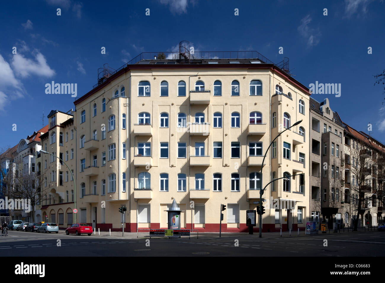 Residential apartment block on a corner, Tiergarten, Berlin, Germany, Europe Stock Photo