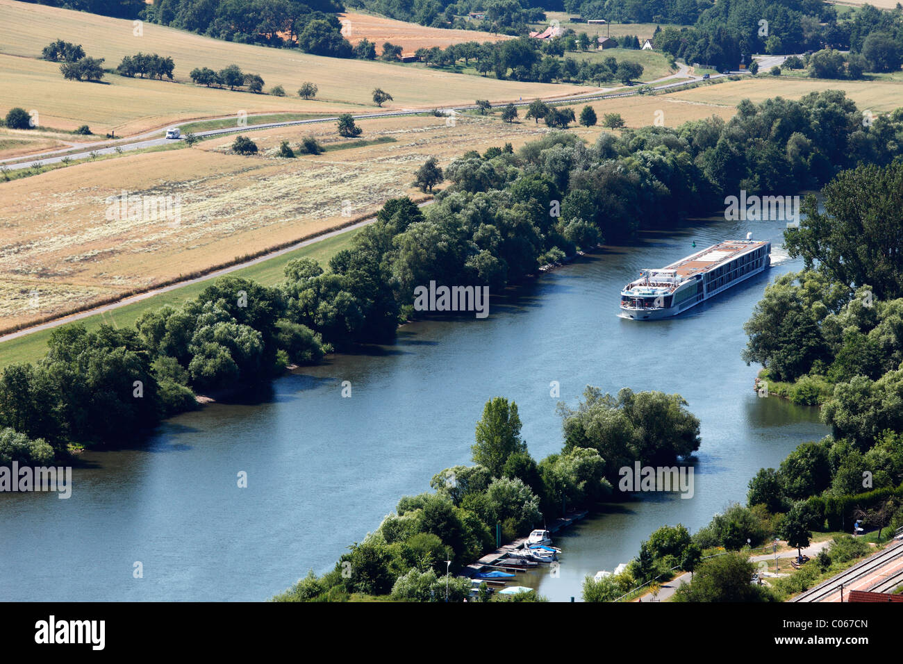 Passenger ship, Amabella, on the Main River near Stadtprozelten, Mainfranken, Lower Franconia, Franconia, Bavaria Stock Photo