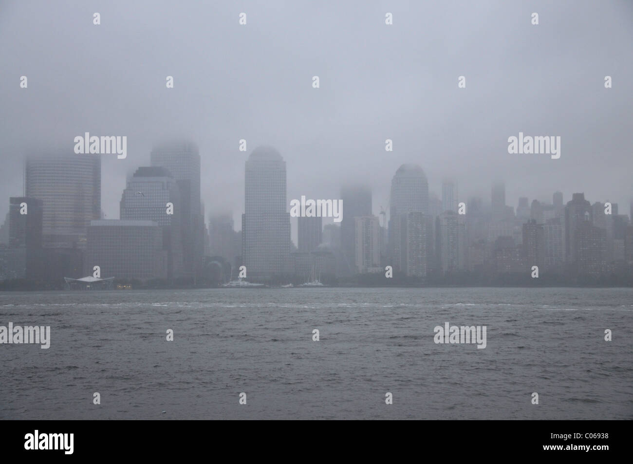 Manhattan skyline, rain, New York City, New York, USA, North America