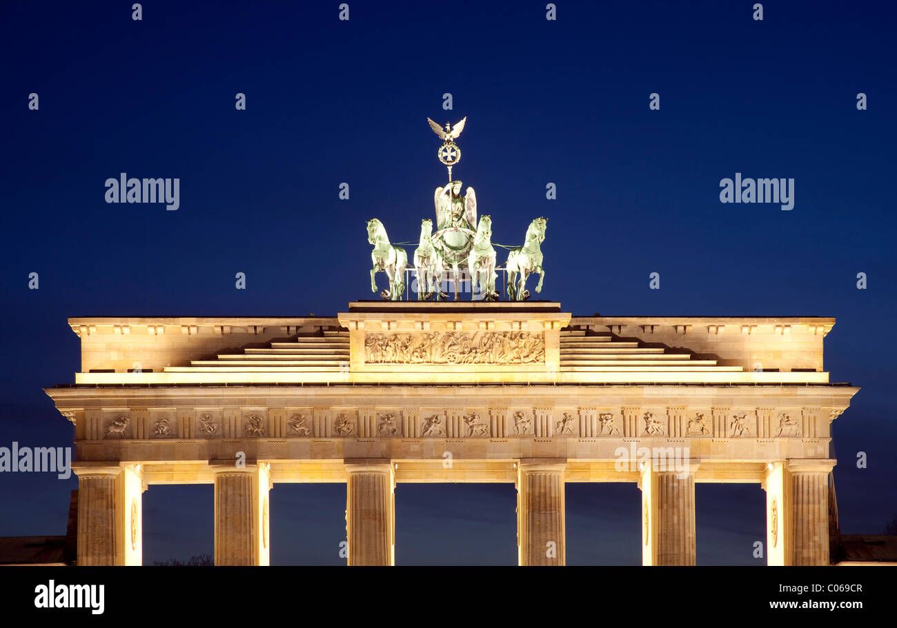 Brandenburg Gate with Quadriga, Pariser Platz square, Berlin-Mitte, Berlin, Germany, Europe Stock Photo