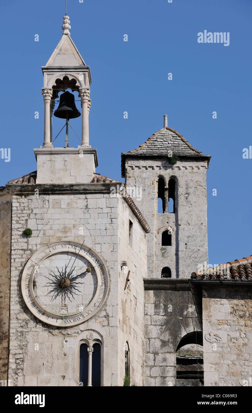 Clock tower and West Gate, Narodni Trg, Split, Croatia, Europe Stock