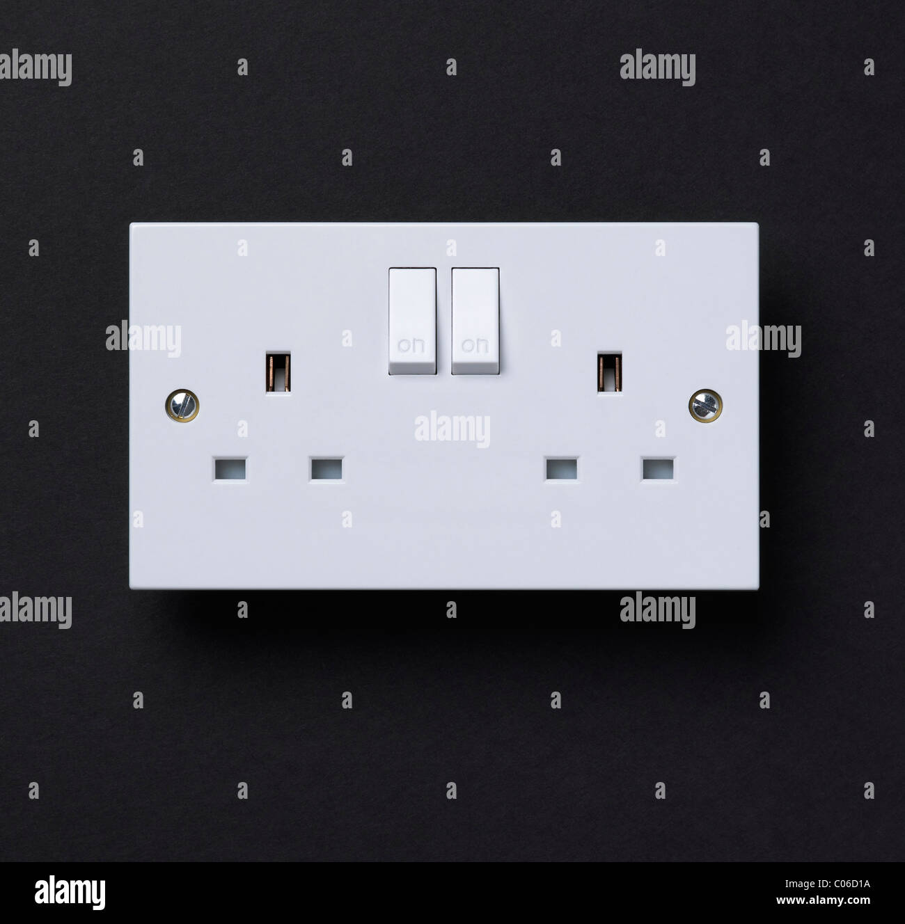 Double electrical uk plug sockets Stock Photo Alamy
