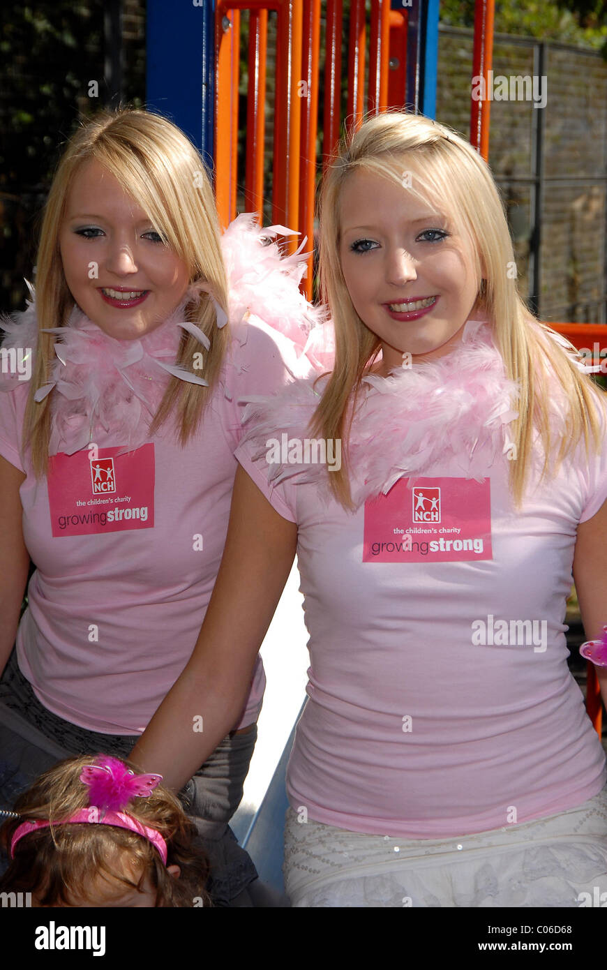 Samantha Marchant and Amanda Marchant Big Brother's Barbie Girls pose for  pictures to celebrate their new roles as campaign Stock Photo - Alamy