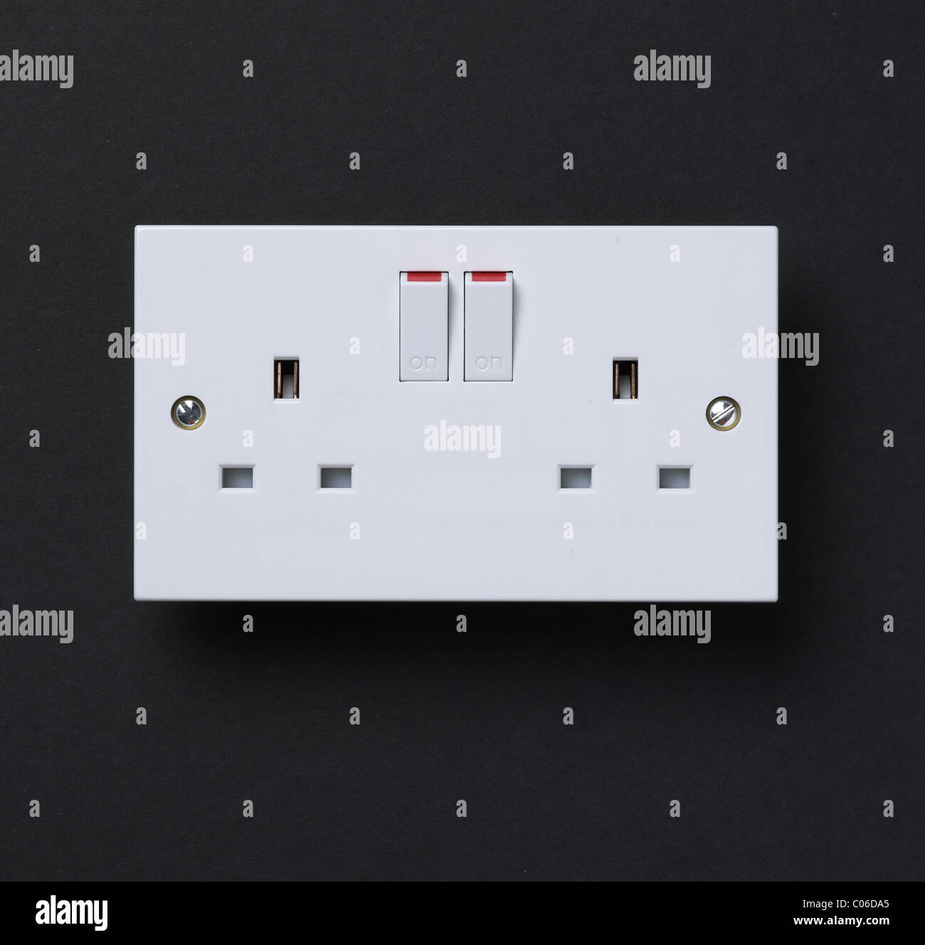 Double electrical uk plug sockets Stock Photo Alamy