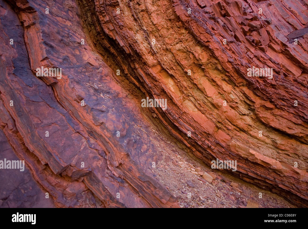 Stratified rock, Hammersley Gorge, Karijini National Park, Western Australia. Stock Photo