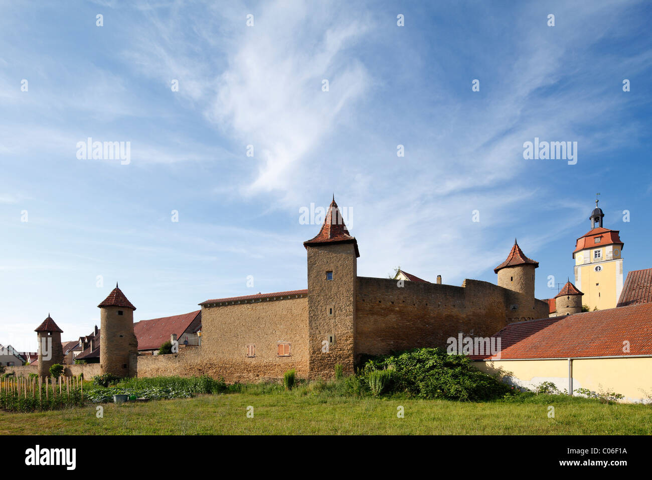 City wall of Mainbernheim, Mainfranken, Lower Franconia, Franconia, Bavaria, Germany, Europe Stock Photo