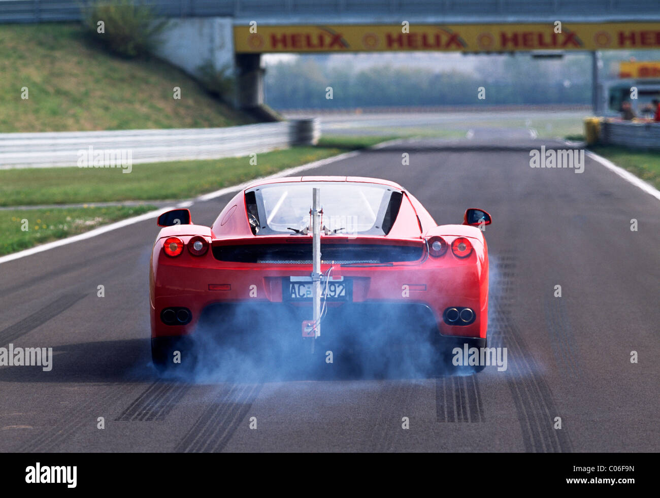 Enzo Ferrari at Ferrari test track standing start with speed test