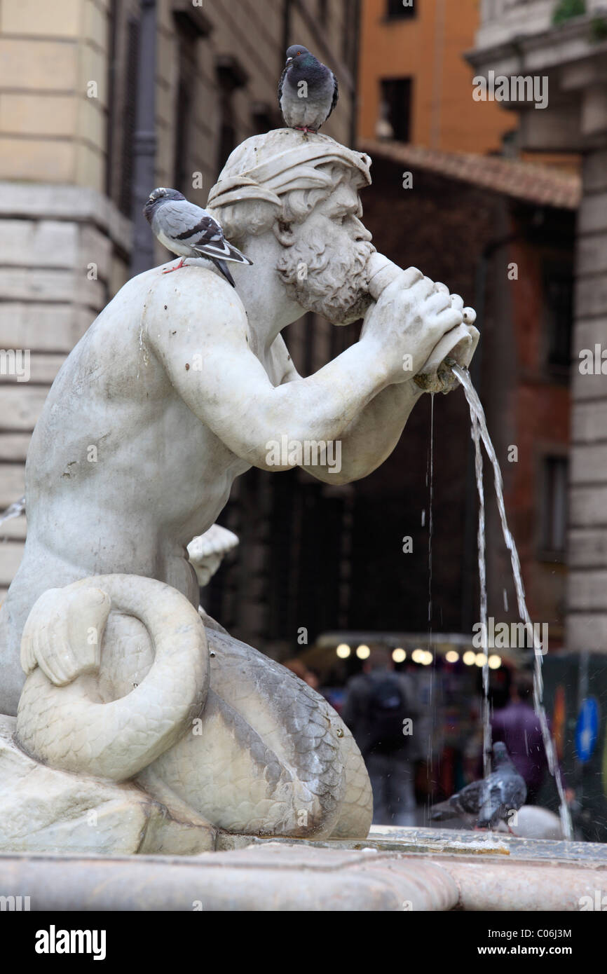 Fountain sculpture in the Piazza Navona, Rome, Italy, Europe Stock Photo