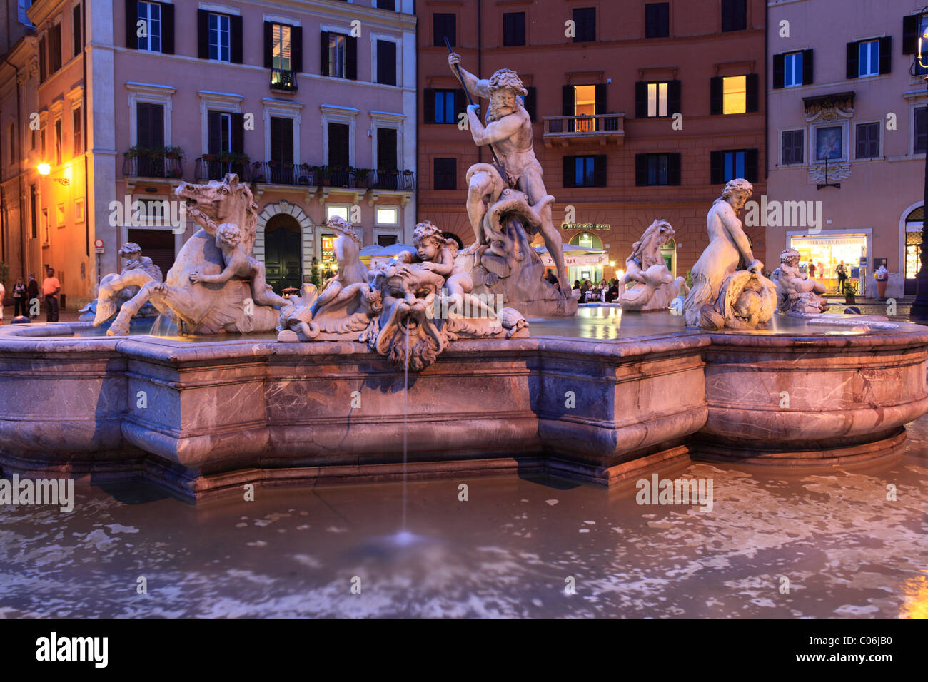 Neptune Fountain, Piazza Navona, Rome, Italy, Europe Stock Photo