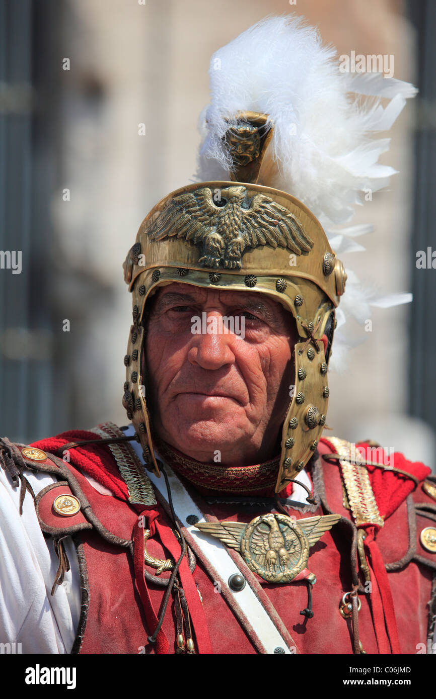 Actor dressed as a gladiator, Colosseum, Rome, Italy, Europe Stock Photo