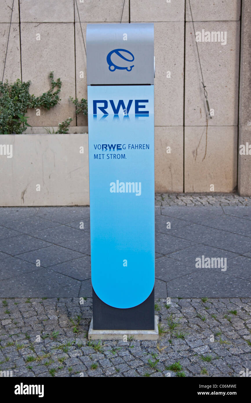 Electric car charging station of RWE, electric-car 'filling station Stock Photo