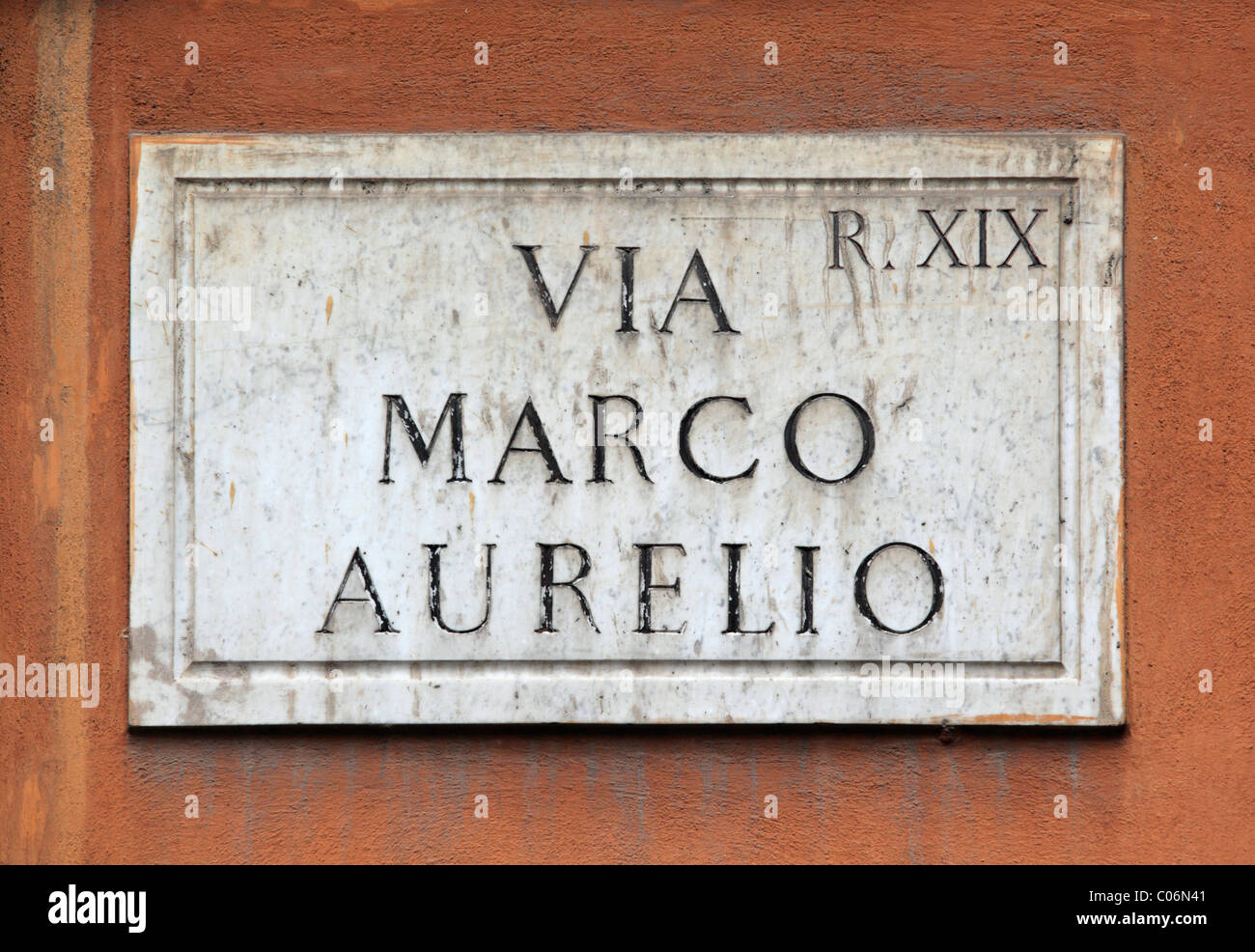 Street sign, Via Marco Aurelio, Rome, Italy, Europe Stock Photo