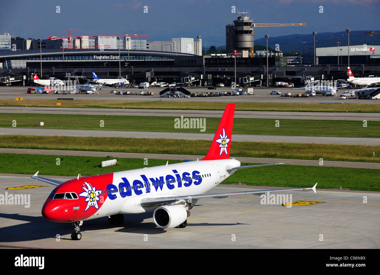 Airbus 320 from Edelweiss Air at Zurich Airport, Switzerland, Europe Stock Photo