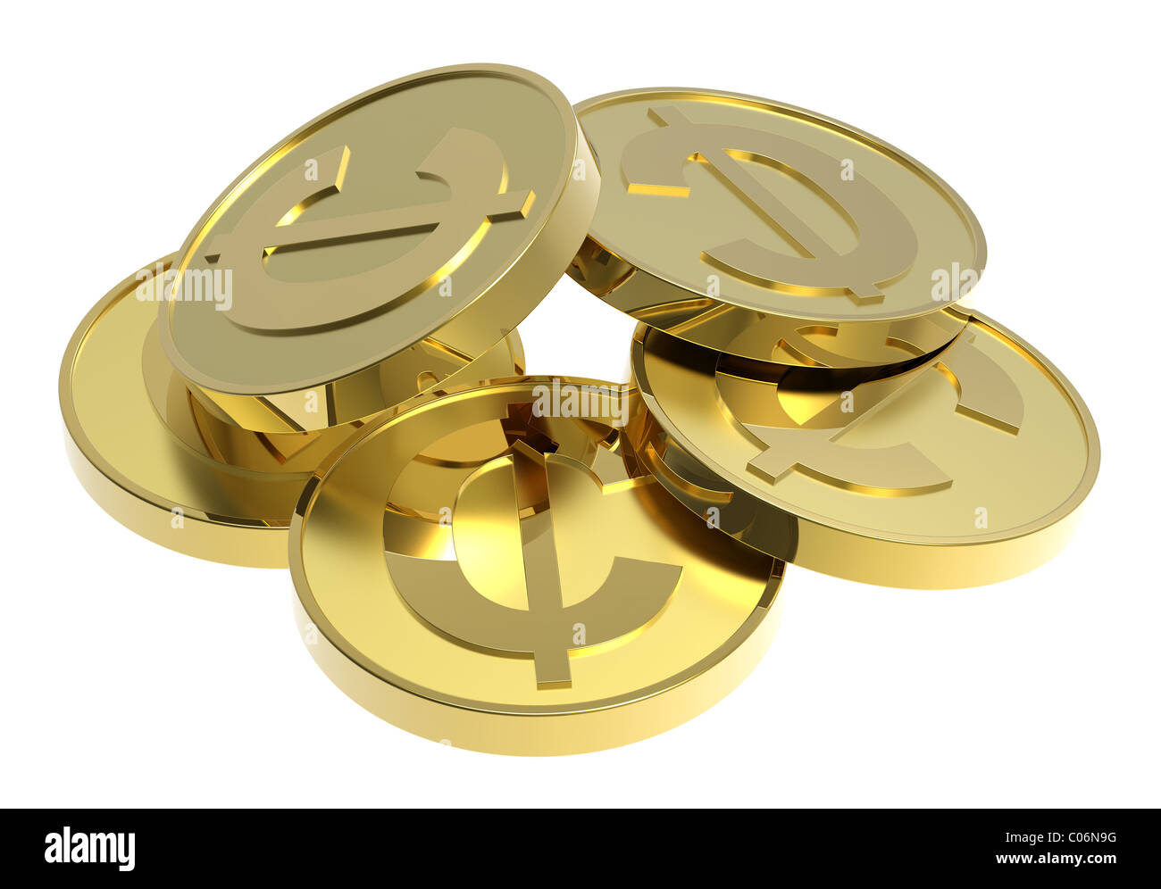 Stacks of gold coins isolated on a white background Stock Photo - Alamy