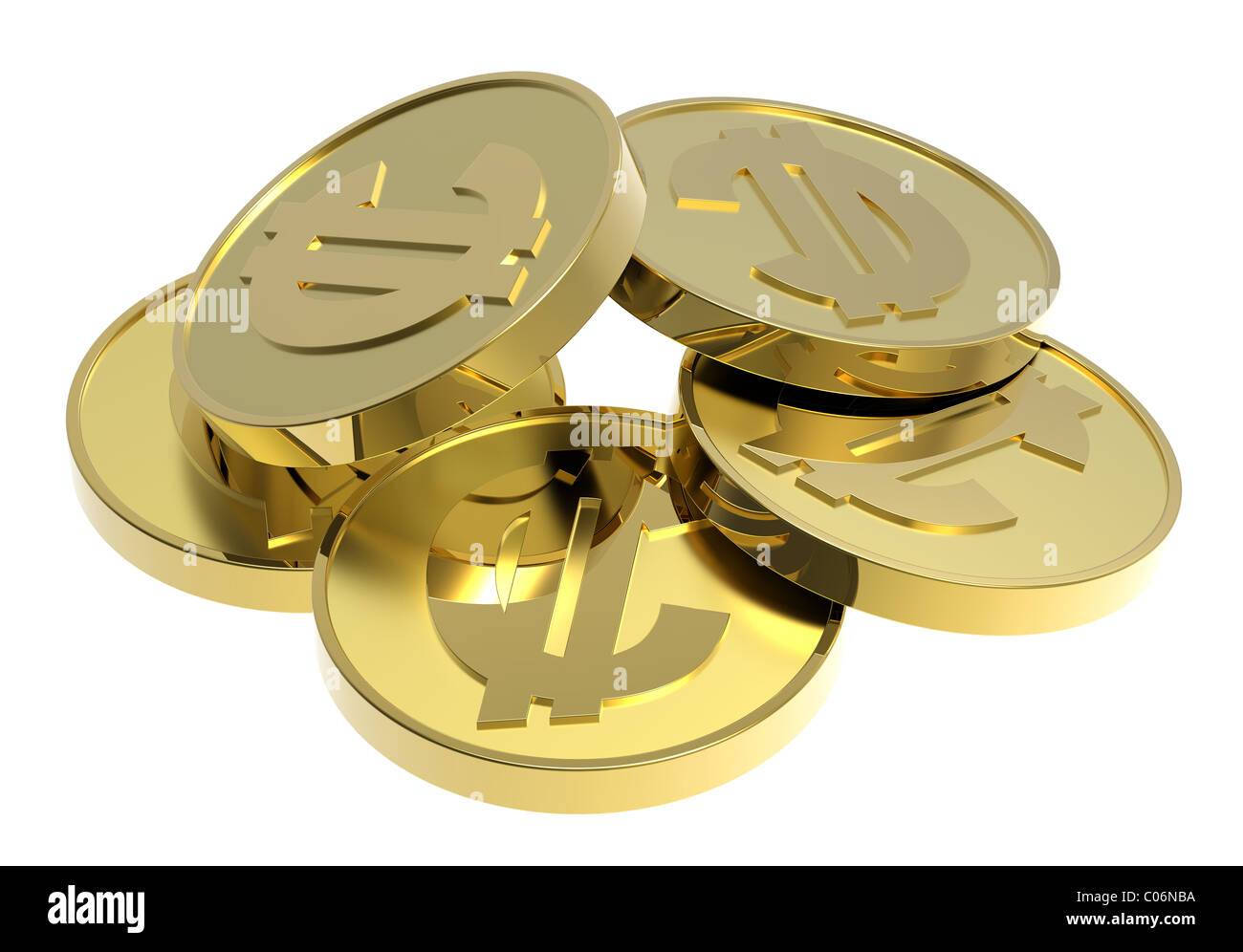 Stacks of gold coins isolated on a white background Stock Photo - Alamy