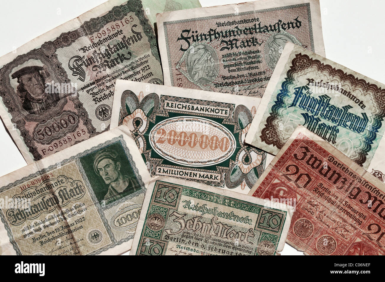 German Reichsmark banknotes, 1918-1923, Germany, Europe Stock Photo