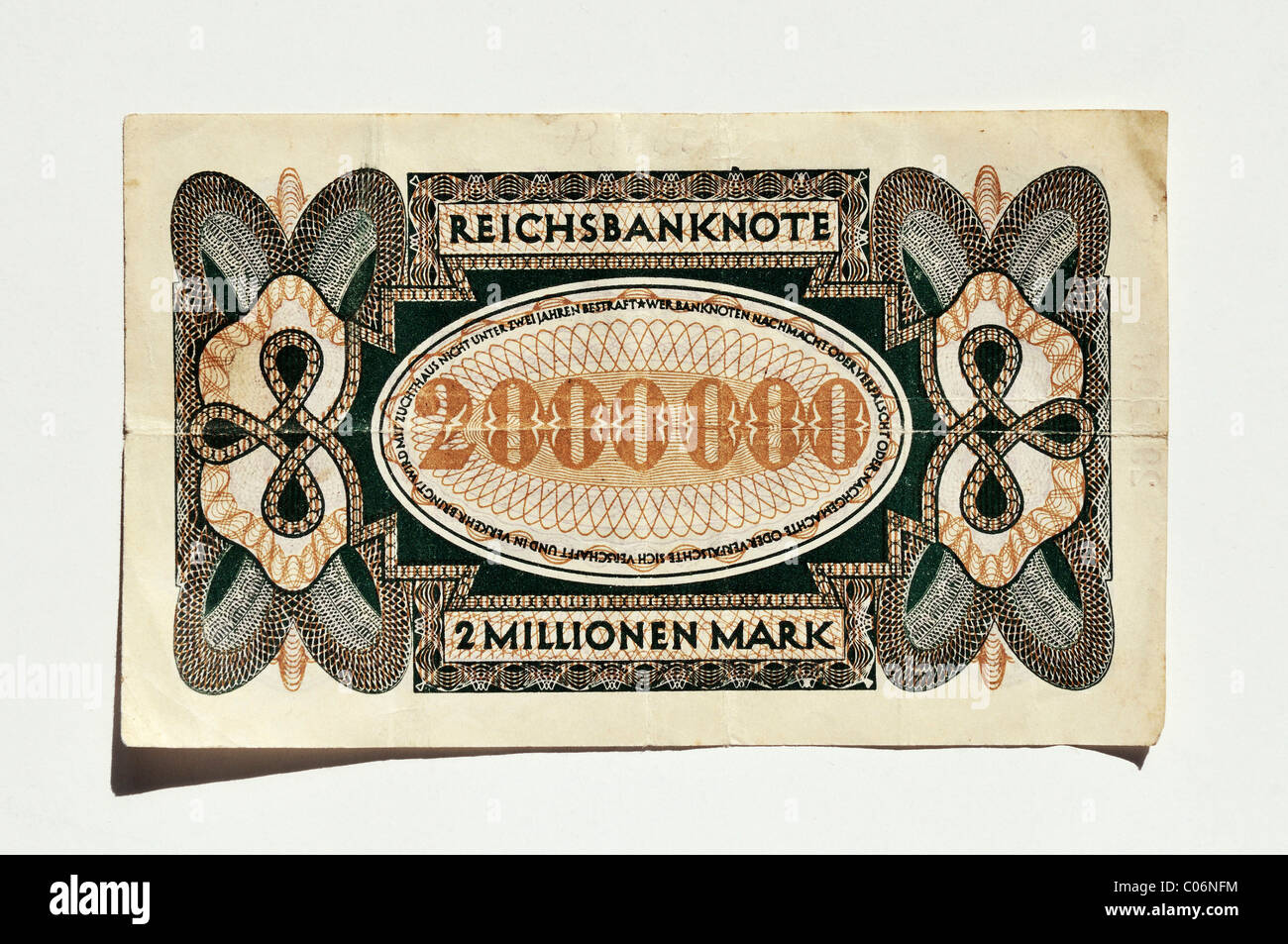 Two million Reichsmark banknote, 1923, Germany, Europe Stock Photo