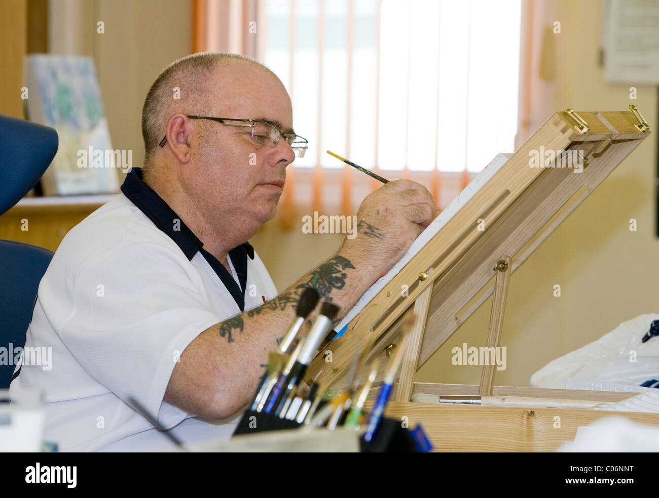 In the art room at Centre 81, an innovative skill centre for disabled people where the motto is 'Ability Not Disability' Stock Photo