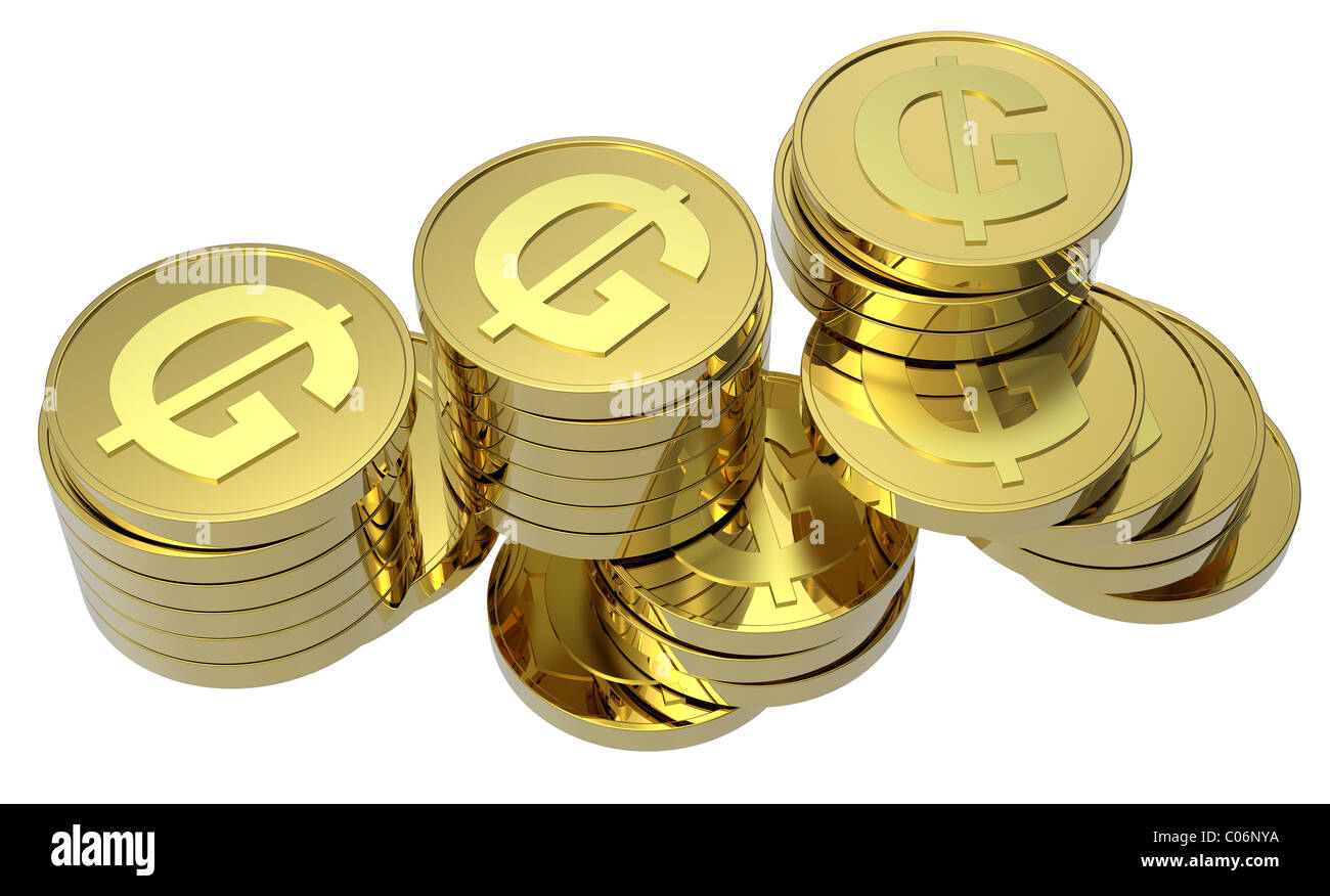 Stacks of gold coins isolated on a white background Stock Photo - Alamy