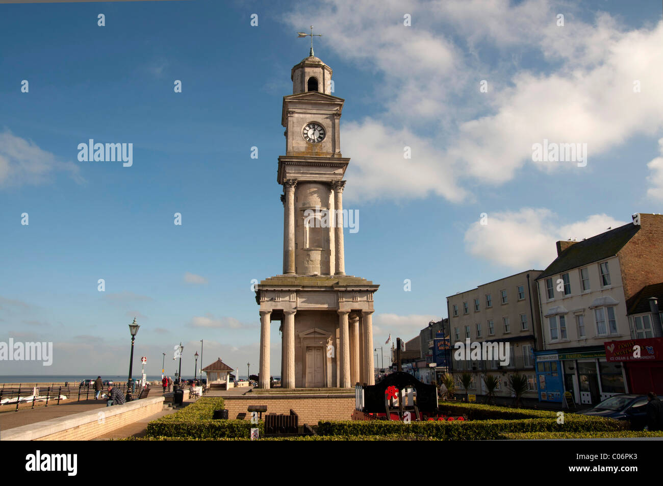 seafront and clock tower Herne Bay seaside town in north Kent england