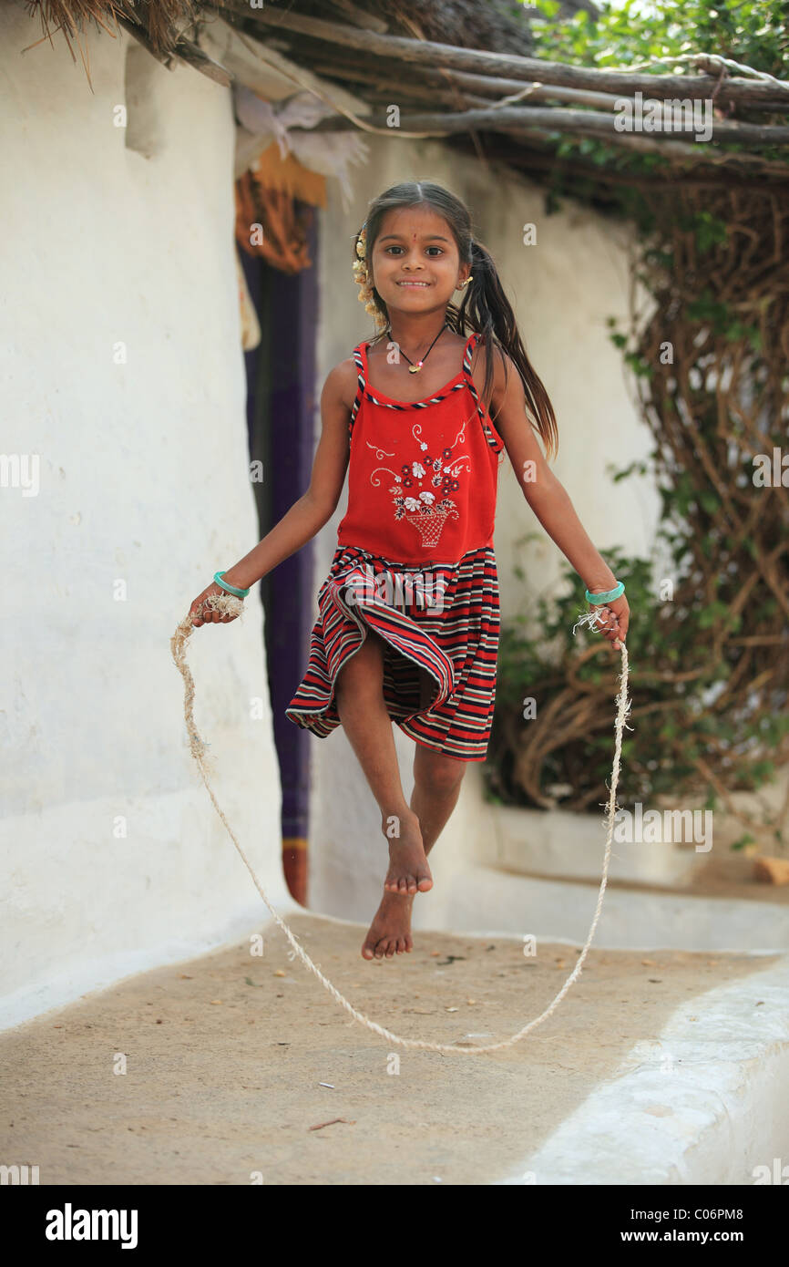 Indian girl skipping hi res stock photography and images Alamy