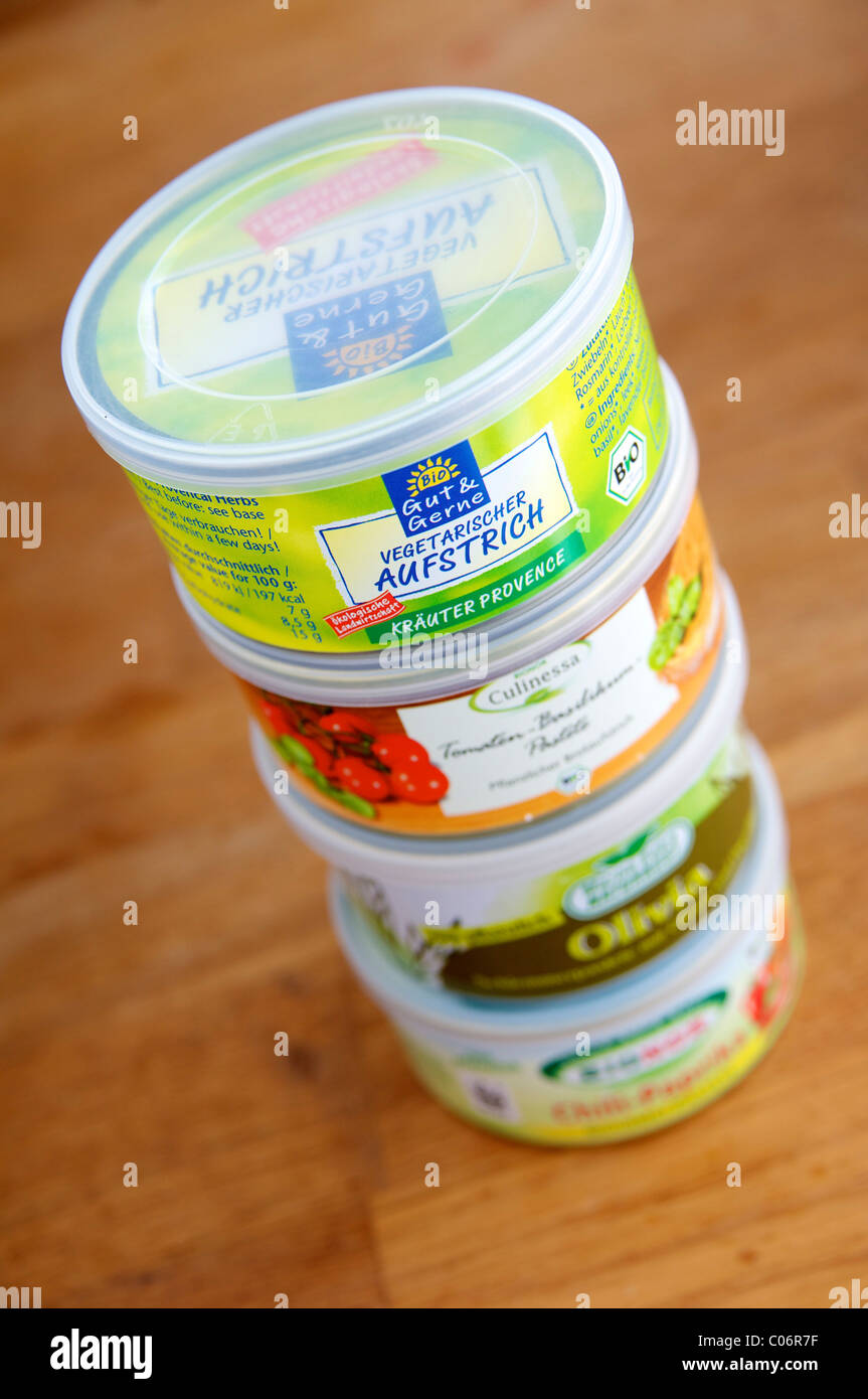 A selection of vegan/vegetarian bread spreads from Germany Stock Photo Alamy