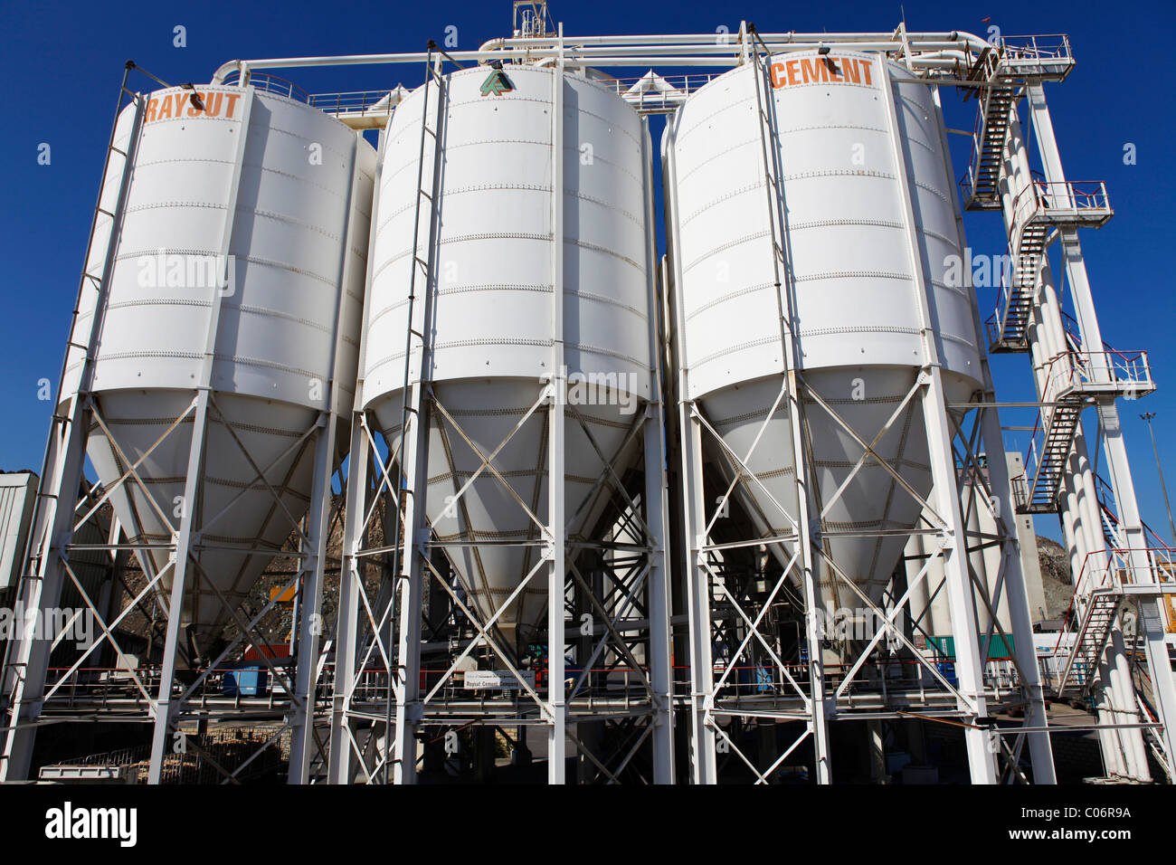 Cement silos in Muscat, Oman Stock Photo - Alamy