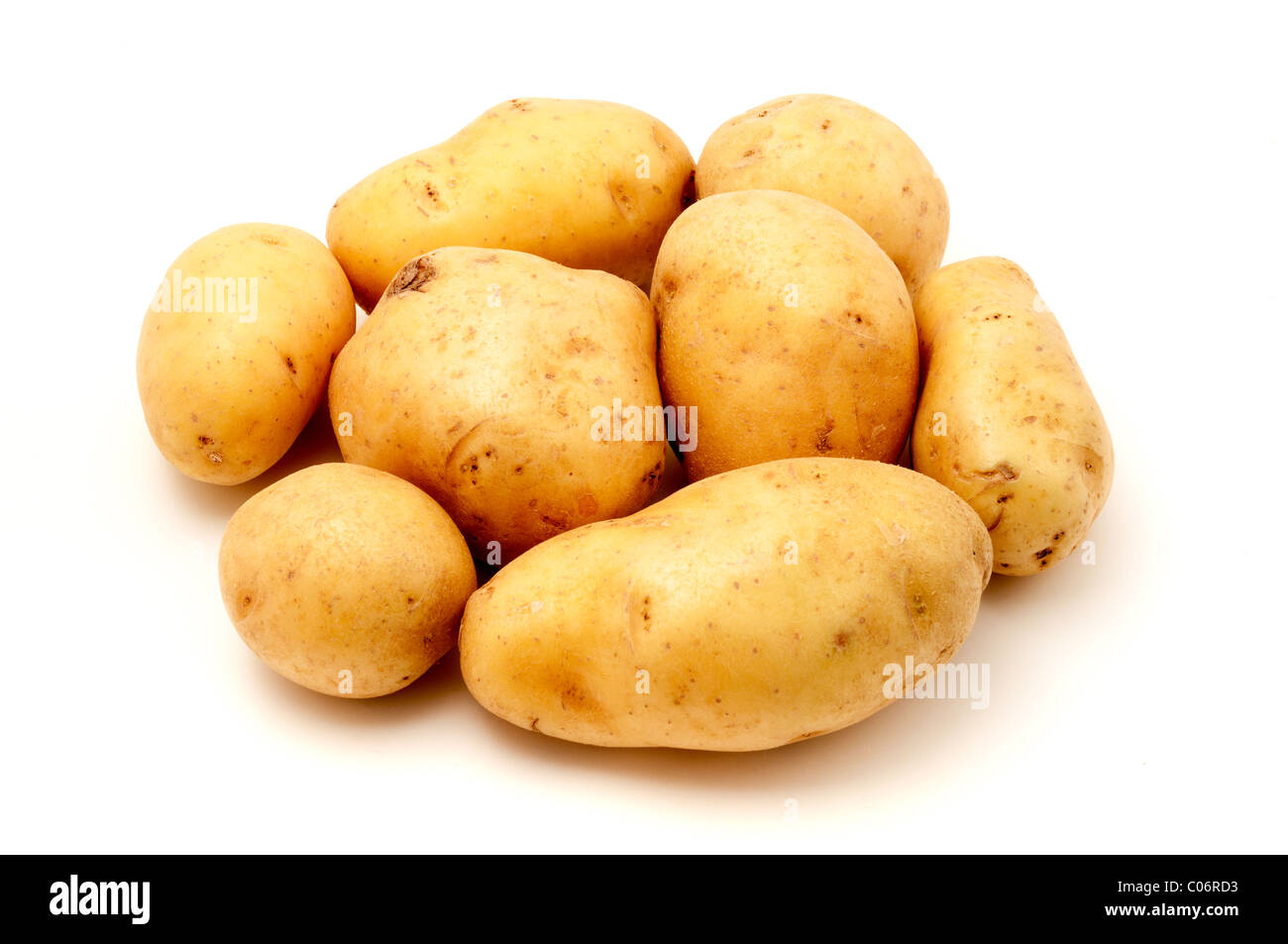 Monalisa potatoes on a white background Stock Photo