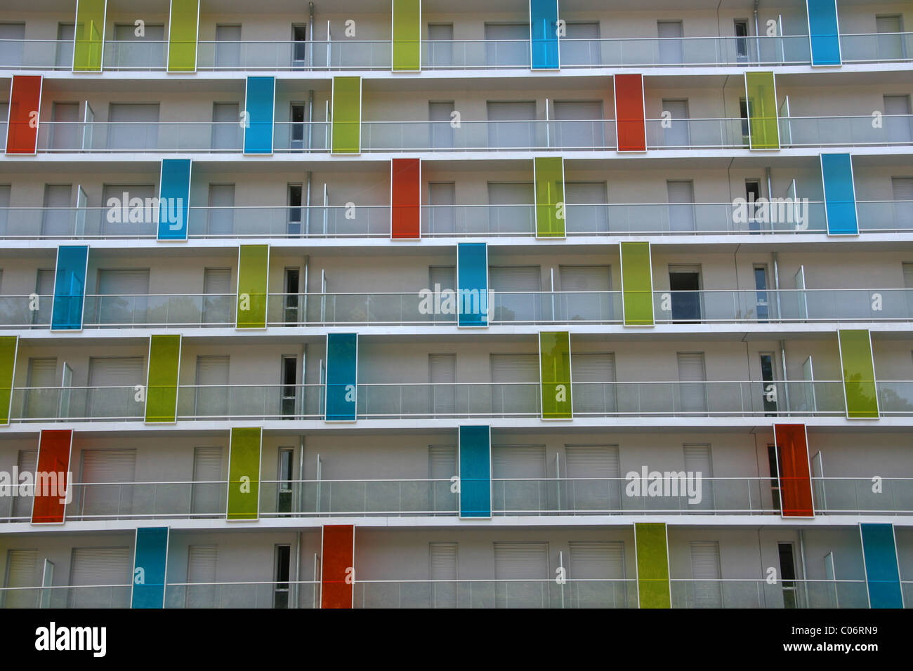 front of a new building with balconies colors Stock Photo