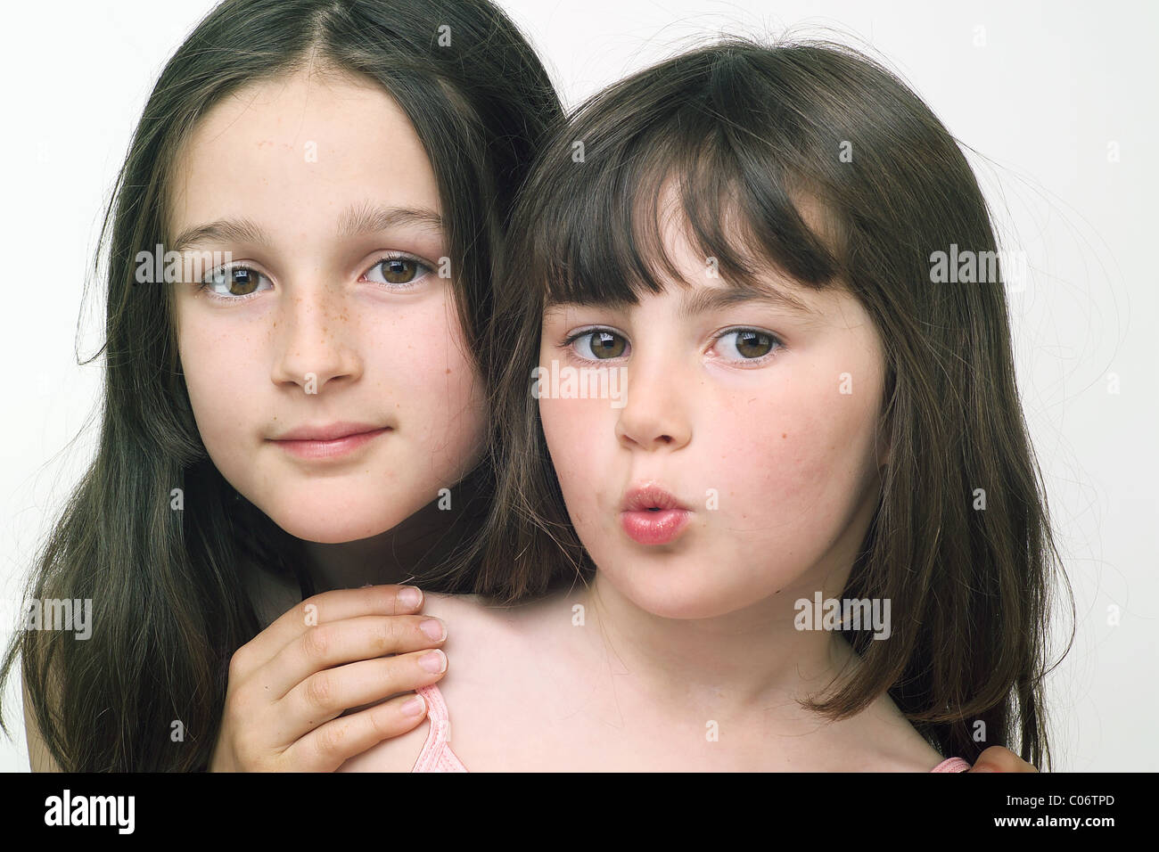 Two Young pretty girls model released Stock Photo 