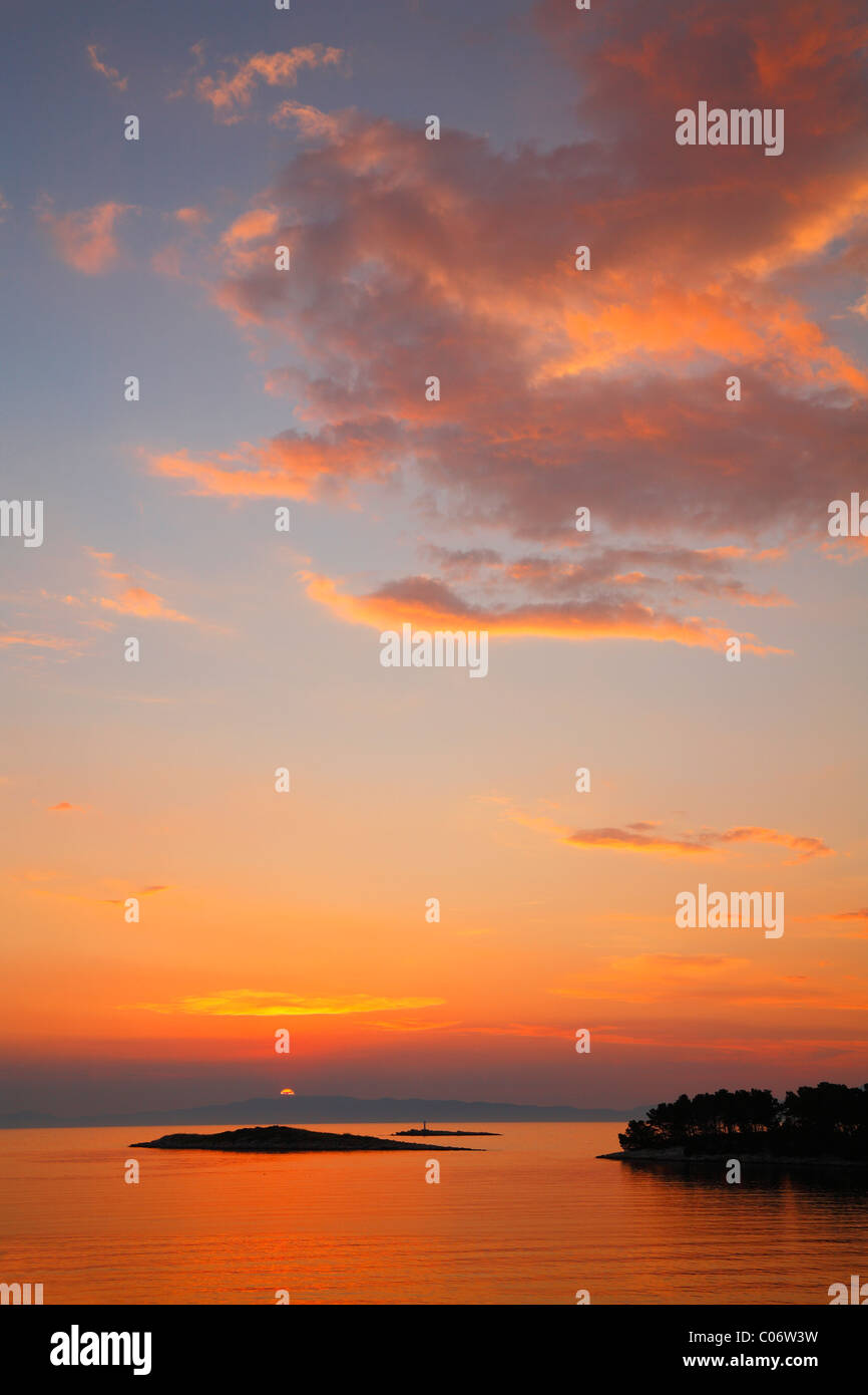 Sunset landscape at island Mljet in Croatia Stock Photo