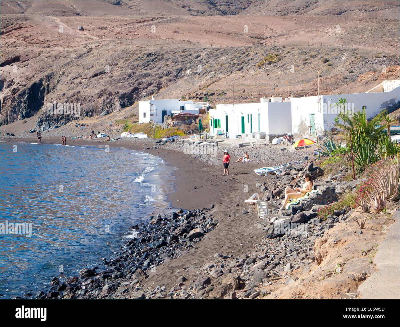 The beach at the small unspoiled village of Playa Quemada Lanzarote Stock Photo