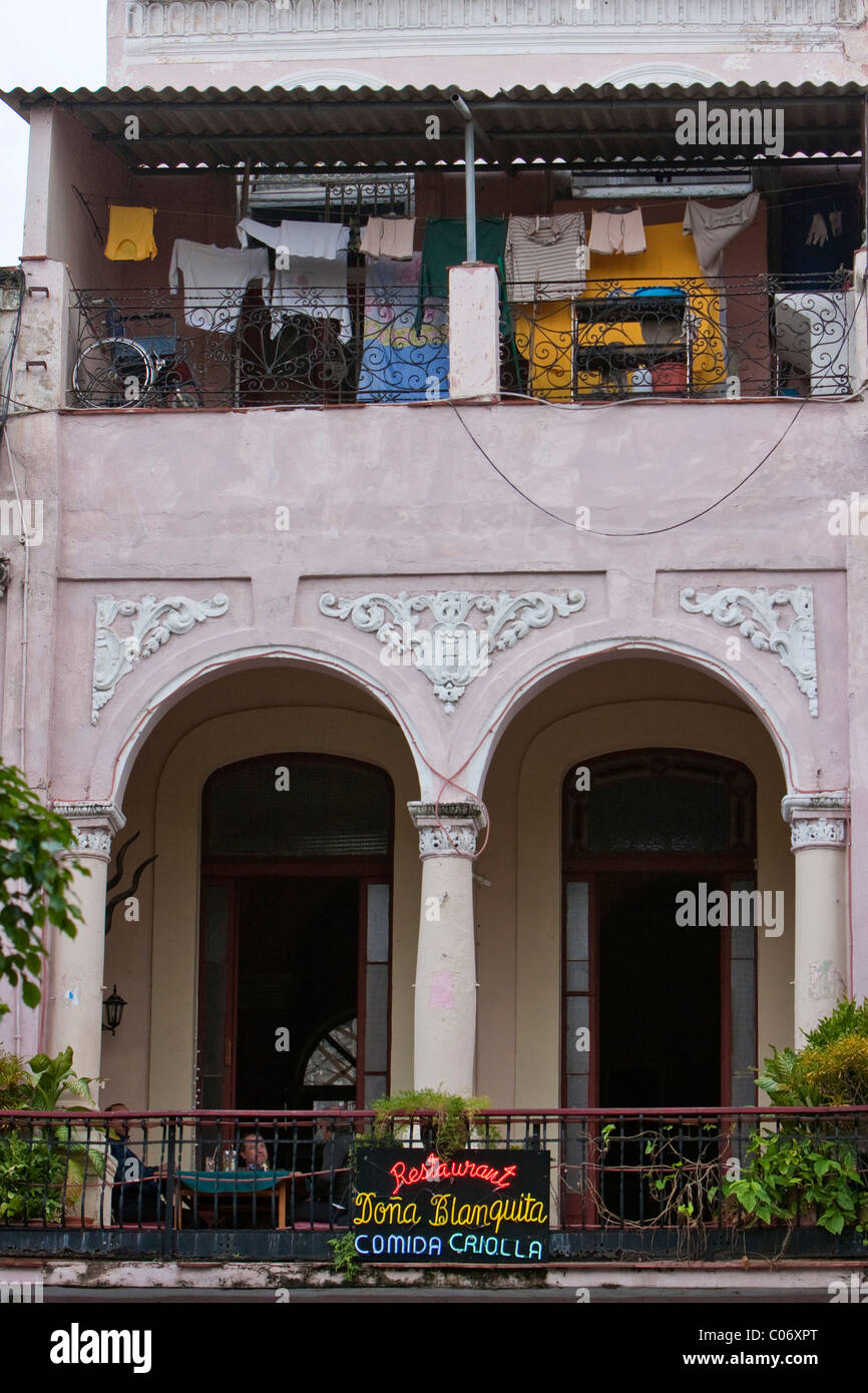 Cuba, Havana. A Paladar, a Privately-owned Restaurant. This one, Doña Blanquita, is on The Prado. Stock Photo