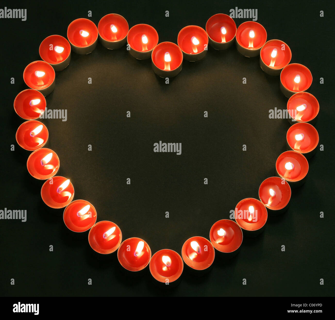 red tea candles in heart shape Stock Photo Alamy
