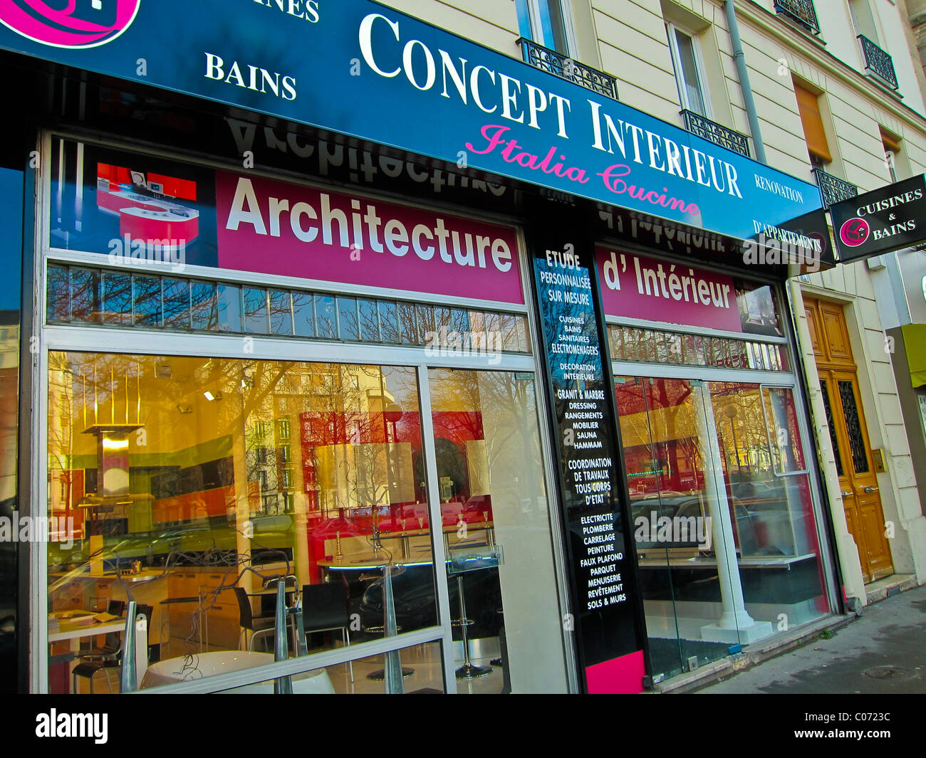 Paris, France, Modern Interior Design, 'Concept Interieur' Shop, Front Window Stock Photo