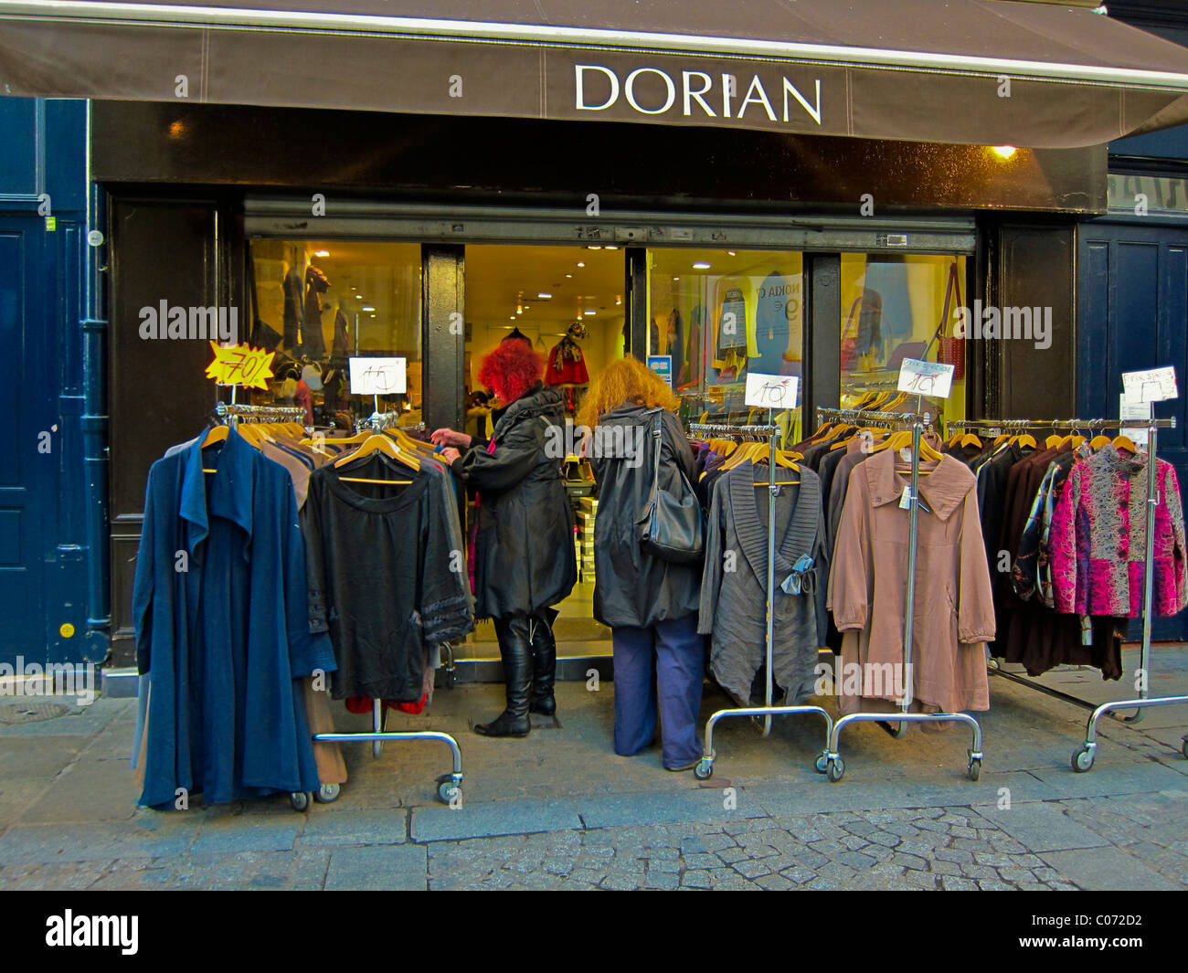 Paris, France, Women Shopping, French Vintage Old Clothing Store, Display "Dorian", Les Halles District, Shop Front, Street Stock Photo