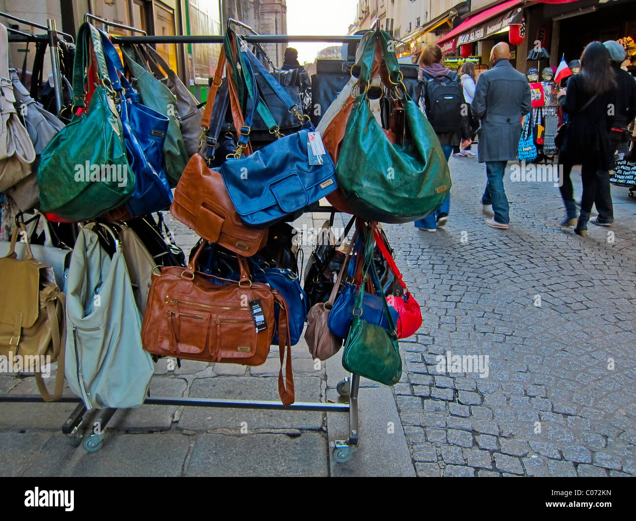 Paris, France, French Store, Women's Hand Bags "Rain-bow" Display on  Street, Les Halles District Stock Photo - Alamy