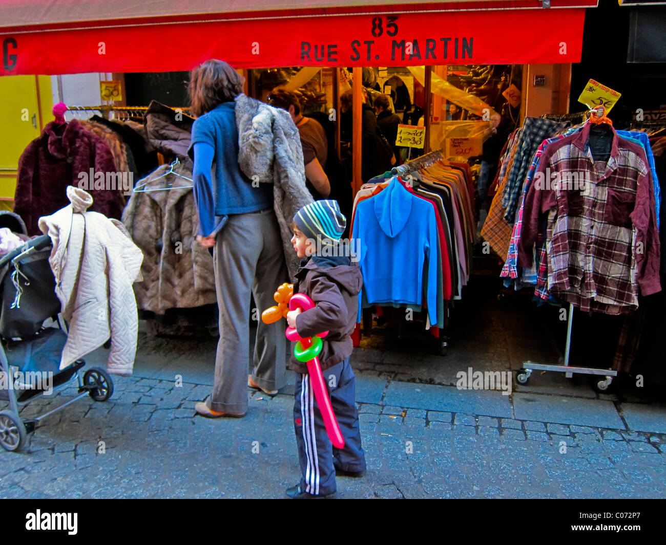 Paris, France, Family Shopping, French Vintage Old Clothing Store, Display 'Olympa', Stock Photo